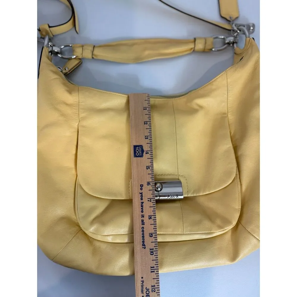 Coach Kristin Yellow Leather Hobo Style Shoulder Bag With Crossbody Strap 16787